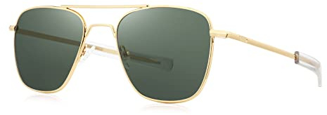 FEISEDY Mens Aviator Sunglasses Polarized Military Pilot Frame with Bayonet Temples B2623
