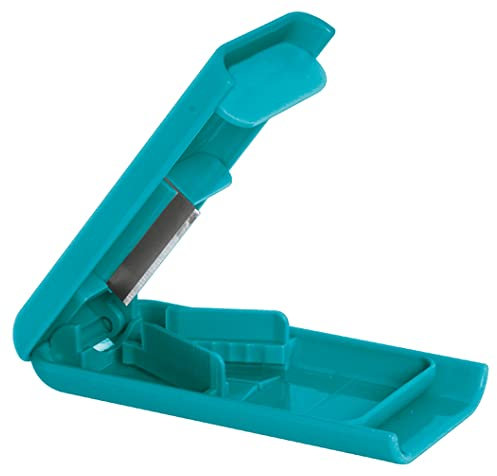 Coupe médicament : pilules et comprimés ● Coupe les petits et gros cachets ● Cutter avec espace de stockage et de division des comprimés ● Pas besoin de force