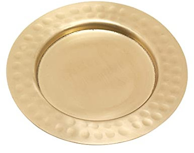 NKlaus Assiette à Bougie Ø8 en Laiton doré Bougeoir avec Bord Ø6 cm intérieur Assiette décorative 10470