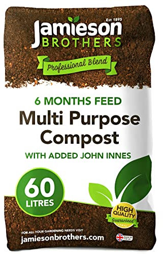 Multi Purpose Compost with added John Innes 60L - 6 months feeding added as standard to this premium mix - Ideal for use at home in the garden - By Jamieson Brothers