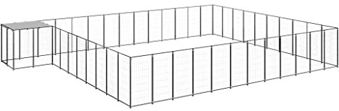 vidaXL Hundezwinger Schwarz 37,51m² Stahl Hundehütte Hundekäfig Hundehaus