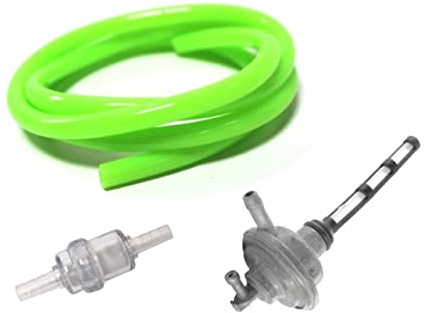Benzinhahn + Benzinfilter + Benzinschlauch Neon Grün – Passend für Piaggio TPH, Sfera, RST, NRG, Zip, SSL Base – Unterdruck Benzinhahn, 1 Meter Benzinschlauch, Hochwertige Qualität