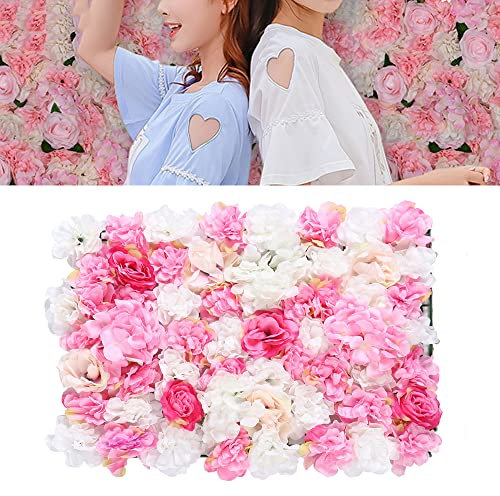 8 Stück Künstliche Blumenwand Seidenblume Rosenwand DIY Deko Hintergrund Kunstblumen Panel für Blumendeko, Party, Hochzeit 60x40cm