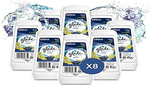 Glade (Brise) Duftgel Lufterfrischer, für Frische in allen Räumen sowie Schränken, bis zu 30 Tage Duft, Ocean Adventure, 8er Pack, 8x150 g