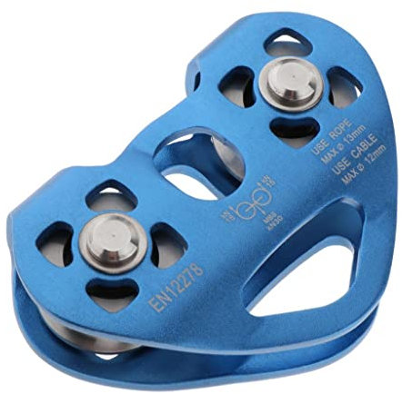 predolo Hochleistungs-Kletter-Doppelrolle 30KN Aluminiumlegierung Pendelrolle für Outdoor-Sportarten, Blau, 106 x 88 mm