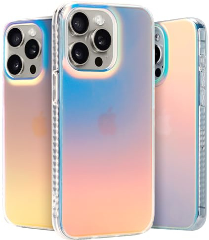 LONLI Hue - für iPhone 15 Pro Hülle - Iridescent - [Farbwechsel-Effekt] [Schutz vor 10 ft Fallhöhe] Stoßfeste Abdeckung - Niedlich und Einzigartig für Frauen und Mädchen (2023)