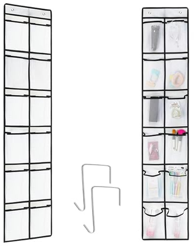 Yxmohala Hängeregal Tür Organizer Hängeaufbewahrung Hängeorganizer, Hängend Aufbewahrungstasche mit 12 Taschen und 2 Metallhaken, für Kinderzimmer, Bäder, Wohnzimmer, Wohnwagen, Weiß, 1 Stück