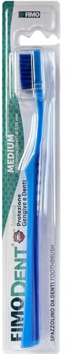 Fimodent Medium Spazzolino con Sistema Protezione Gengive e Denti - Dotato di 1509 Setole UltraX con Durezza Media Delicate su Gengive e Smalto - Colore Blu