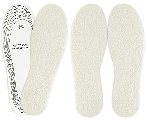 2 Pairs Lambswool Insoles for Women and Men, Winter Thick Insole Set, Warm Soft Wool Insole, Comfort Inner Soles Cushioned Shoe Inserts Fluffy Fleece Replacement Innersoles Plush Sheepskin