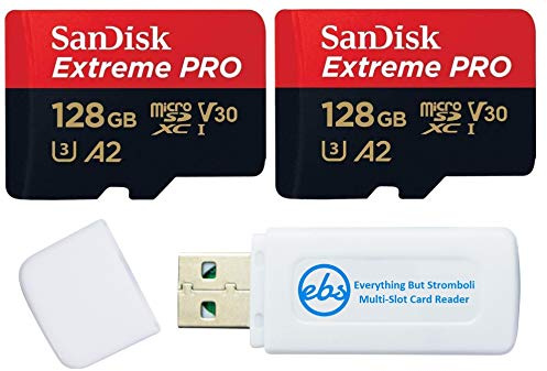 SanDisk - Tarjeta de memoria Micro SD Extreme Pro de 128 GB, funciona con GoPro Action Camera Hero 12 Black SDSQXCD-128G-GN6MA V30 U3 Bundle con (1) Everything But Stromboli MicroSDXC y lector de