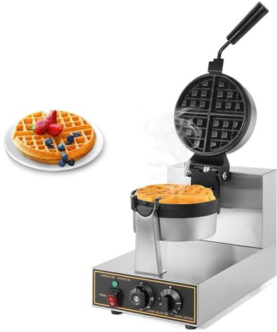 Gaufrier Commercial, Gaufrier Belge Antiadhésif Rotatif à 360 °, Machine à Gaufres Électrique 1300 W for Hôtel Restaurant Boulangerie Café Ménage, Contrôle De La Température Et Du Temps