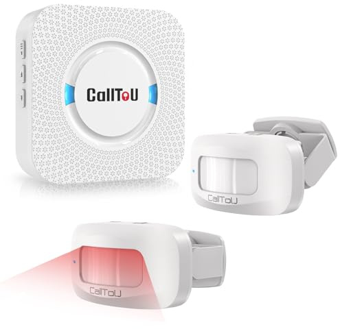 CallToU Wireless Motion Sensor Alarm Indoor, Bed Alarms for Elderly Dementia Patients, Motion Detector Alarm for Home Shop & Elderly Safety, Door Sensor Alarm with 300FT Range, 5 Adjustable Volume