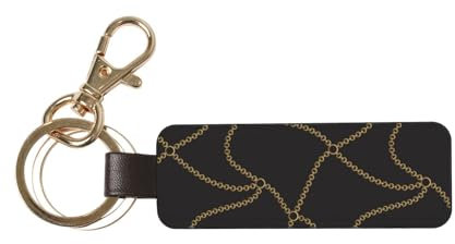 InOmak Schwarze goldene Ketten Kette, PU-Leder-Schlüsselanhänger, Schlüsselanhänger, Schlüsselring, Ringhalter, Organizer, 1 Stück