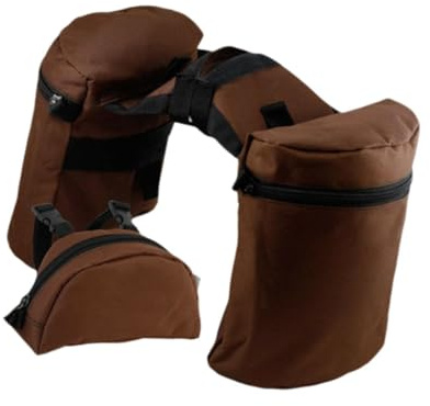 MagiDeal Trail Riding Saddle Bags Saddle Horn Bags Set Lightweight Stylish Outdoor Gift Equestrian Sports Horn Bag Pommel Pocket Combo, Coffee