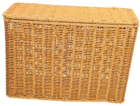 ANDRESLAD Trendiger Rattan-organisationskorb Schmaler Hoher Korb Mit Deckel Für Küche Wohnzimmer Und Büro
