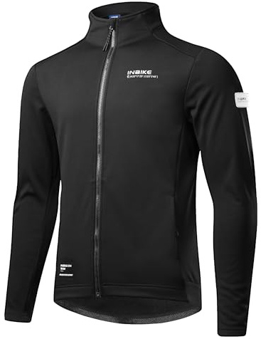 INBIKE Fahrradjacken für Herren und Damen, Thermo-Fahrradjacke, winddicht, atmungsaktiv, reflektierend, Softshell-Windbreaker mit Tasche