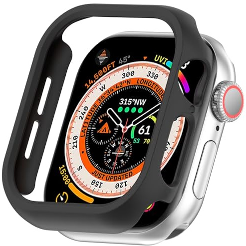 YKNIUFLY Fodral kompatibelt med Apple Watch Series 10 42 mm, hård PC, halvpaketsskydd, klockfodral, kompatibelt med Apple Watch Series 10 42 mm (svart)