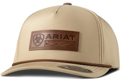 Ariat Men's Khaki Flexfit 110 Cap with Embossed Leather Patch