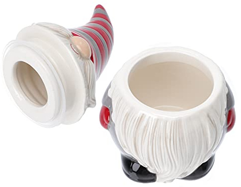 NUOBESTY 1Pc Di Natale Barattolo Di Cibo Xmas Gnome Scatola Con Coperchio In Ceramica Vaso Dipinto Barattolo Di Stoccaggio Per Cibo Natalizio Biscotto Caramelle