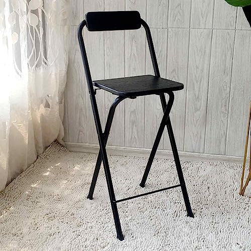 ASBEQUZBE Klappbarer Barhocker, Thekenhöhe 60/70 cm, mit Rückenlehne, tragbarer Klapphocker für Bar, Balkon, Café, PVC-Oberfläche und Metallbeine, moderner Stil Stabilize