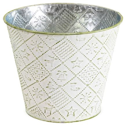 Maceta redonda para decoración de invierno, 10 x 9 cm de diámetro, color verde, maceta de metal como decoración navideña, cuenco decorativo para plantas de interior, maceta para alféizar de ventana o