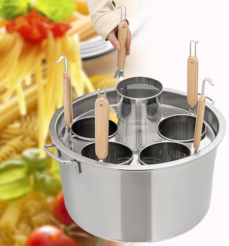Generisch Nudelkocher-Einsatzset, Nudeltopf mit Einsatz, Siebkorb, Spaghettitopf, Edelstahl-Nudeltopf mit Deckel für die Kantine in der Küche zu Hause, 5 Löcher