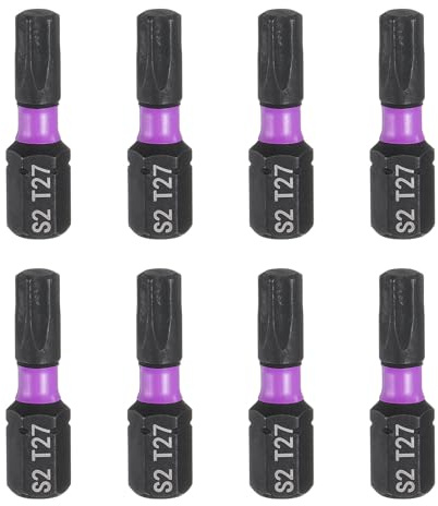 QUARKZMAN 8Pz T27 Inserti per Avvitatore Torx 1/4 Gambo Esagonale 25mm/1 Lunghezza Punte per Cacciavite Magnetico 6 Punte Esagonali a Stella in Acciaio S2 Trapano Elettrico di Qualità