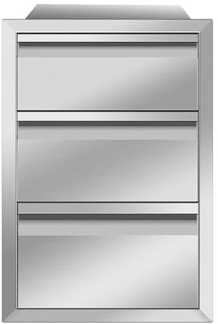 KYZTMHC Küchenschubladen für den Außenbereich, 3 Schubladen aus Edelstahl mit Griff, für BBQ IPatio Grill Station(35.5 Wx53.3 Hx58.4 D cm)