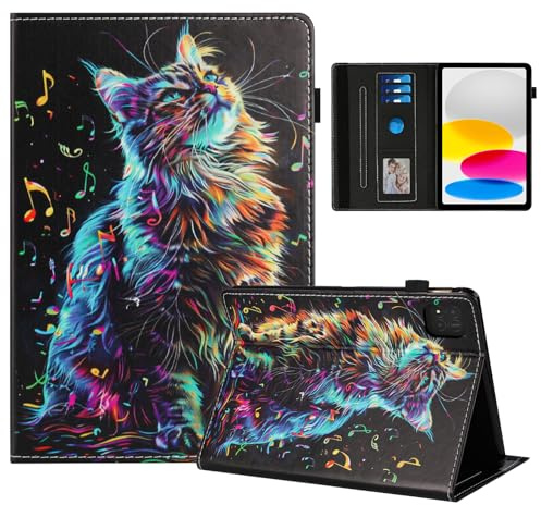 Rostsant Coque pour Xiaomi Pad 7/7 Pro 11,2 Pouces(2024/2025) Impression Graphique Housse en Tablette Cuir PU Protection pour Xiaomi Mi Pad 7/Xiaomi Mi Pad 7 Pro Chat en Note de Musique