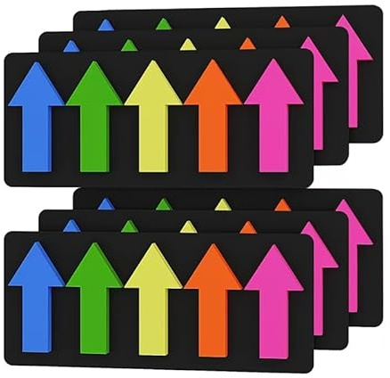 750 Pcs Large Arrow Sticky Page Markers Index Tabs,Repositionable,Writable Self Adhesive Tabs for Reading Books,Highlighting Information and Marking Document(5 Colors,6 Sets)