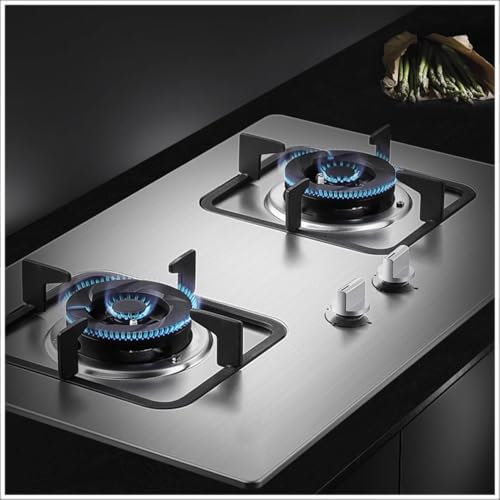 THEGA Fornello A Gas Portatile 2 Fuochi - Fornello A Gas in Acciaio Inossidabile da 4,2 KW, Cucine A Gas da Tavolo E da Incasso, Stufa A Gas Naturale per Uso Domestico Stufa A Gas Liquefatto(NG)