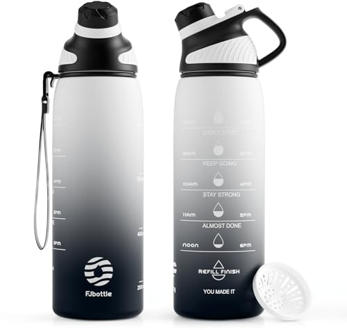 Fjbottle Borraccia sportiva con coperchio magnetico e tacche orarie, 710 ml e 1000 ml, atossica, priva di BPA ed ecologica, in plastica Tritan co-poliestere, senza BPA, per palestra, yoga, attività