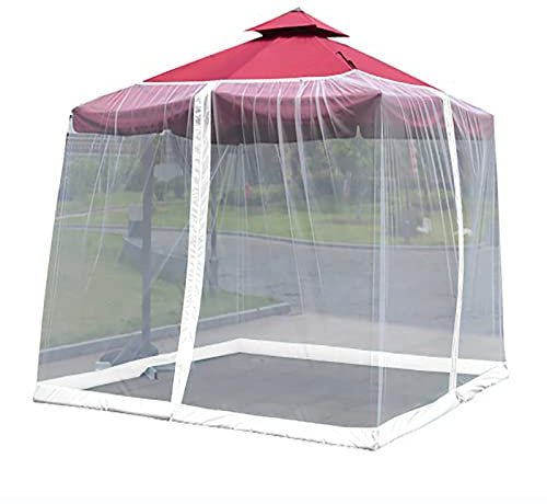 Generisch Regenschirm Moskitonetz 3 x 3 m, verstellbares Moskitonetz für Sonnenschirm, Regenschirm Moskitonetz mit Reißverschluss Pavillon Fliegengitter für Parasol im Garden