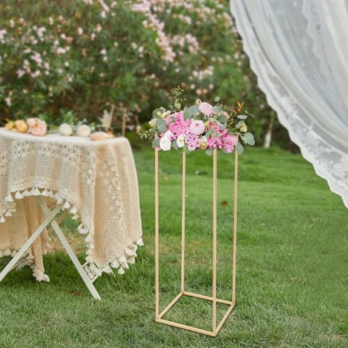 Blumenständer Gold Metall Hochzeit, mit 2-Schicht-acrylplatte Metallboden Stabiles Design, 80cm Höhe & 5kg Tragkraft, für Hochzeiten/Partys, DIY-fähig
