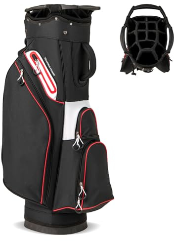 COSTWAY Golf Cart Bag, Golf Trolley Bag with 14 Way Dividers, Cooler Pocket, Adjustable Shoulder Strap and Rain Hood, Lightweight Golf Clubs Strorage Bags for Men & Women