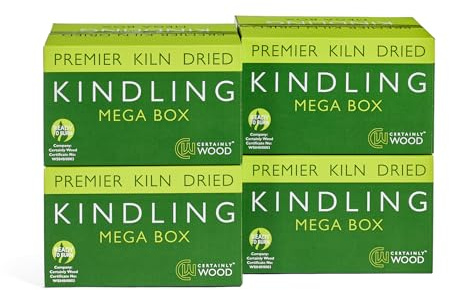 Certainly Wood Kiln Dried British Kindling Mega Box - Natural Firelighters For Woodburning Stove, Log Burner, Open Fire Pit, Camping BBQ Pizza Oven. Fire Starters - 40KG (4 Mega Boxes)