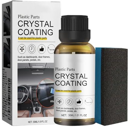 ComedyKing Kunststoffreiniger, Kunststoffteile Kristalline Beschichtung, Auto-Plastikteile-Renovierungsmittel, Kunststoffpflege Auto, Kristallbeschichtung für Autoseteile Mit Schwamm (1pcs)