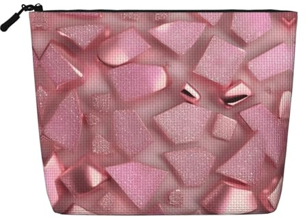 Rose Gold Faux Glitter Print Fake Hemp Makeup Bag,Makeup Bag,Travel Bag Pouch,Toiletry Bag with Zipper