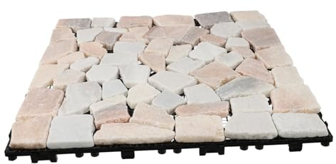 NUOBESTY Baldosas Entrelazadas de Piedra Natural Anticorrosivas para Suelos de Terraza y Baño, Resistentes al Exterior, Color Rosa, para Decoración de Jardín y Balcón