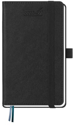 BEZEND Kalender 2026 2027 Klein Wochenplaner A6, 18-Monate TaschenKalender Juli 26-Dez 27, BuchKalender PU-Leder Hardcover mit Stifthalter, Schwarz