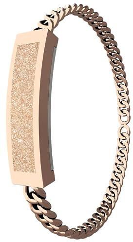 findtime Fitness Tracker Damen Smart Armkette Aktivitätstracker IP68 Wasserdicht Smartband Schmal Schrittzähler Schlaftracker Kalorienzähler Herzfrequenzmesser Dünn Kuba-Kette Design Gold