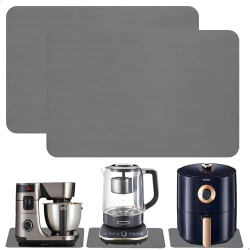 Alfombrilla Cafetera,Alfombrilla Escurreplatos Antideslizante,Escurreplatos Silicona,Bandeja escurreplato para Cafetera para el Hogar,Cocina y la Oficina,2 Unidades de 30 X 40 cm,Gris Oscuro