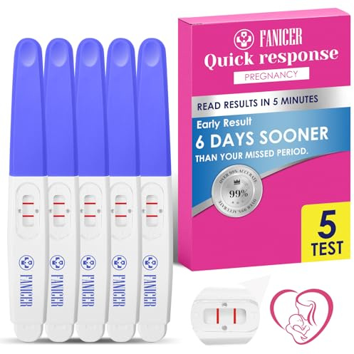 5 Stück (1er-Pack) Schwangerschafts-Schnelltest,Früherkennung HCG Urin Mittelstrom Test,Ergebnis Innerhalb von 5 Minuten, über 99% Fruchtbarkeitstest(Blau)