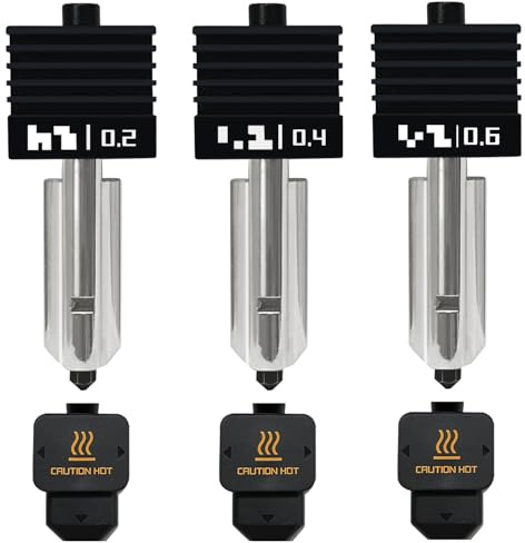 RugooSpink 3PK 0,2 mm 0,4 mm 0,6 mm P2S Hotend per H2S/H2D/H2C/A1/A1 Mini Hotend ugello temprato estrusore a sgancio rapido con attacco in silicone 3PK, testina di ricambio per stampante 3D Bambu Lab