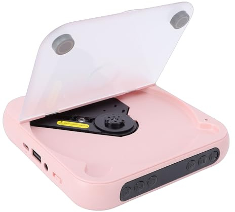 TIKATARER Lettore CD Portatile con Doppi Altoparlanti Stereo, Cuffie Ricaricabili Bluetooth 5.3 da 2000 MAh LCD con 5 modalità di Riproduzione per Auto Domestica Supporto CD AUX (PINK)