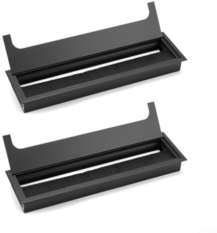Caswynlife Scatola passacavi con guarnizione a spazzola, copertura rettangolare in lega di alluminio, 280 x 80 mm, per organizzare i cavi in ufficio o a casa, confezione da 2