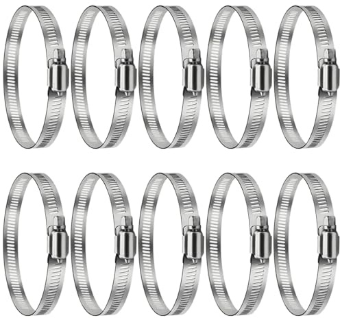 10 abrazaderas de manguera de acero inoxidable 20 – 100 mm, ajustables de acero inoxidable 304, abrazaderas ajustables, abrazaderas grandes para manguera de aire, ventilaciones de secado, mangueras