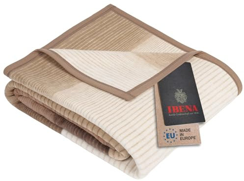 Ibena Granada Decke 150x200 cm – Kuscheldecke beige braun, pflegeleichte und kuschelweiche Baumwollmischdecke mit tollem Karomuster
