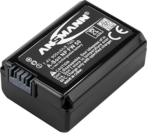 ANSMANN Kamera Akku NP FW 50 Li-Ion 7,4V 900mAh - ideal für Sony Alpha 7, 7 II, 7R, 7S, 7S II, 5000, 5100, 6000, 6300, 6500 / NEX 5, 6, 7 / DSC RX10, RX10 II, RX10 III / A7, A7 II, A7S, A7R uvm.