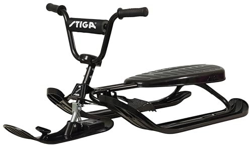 STIGA Schlitten Snowracer Rennrodel SX Color Pro Schwarz Lenkschlitten, 120 x 50 x 37 cm